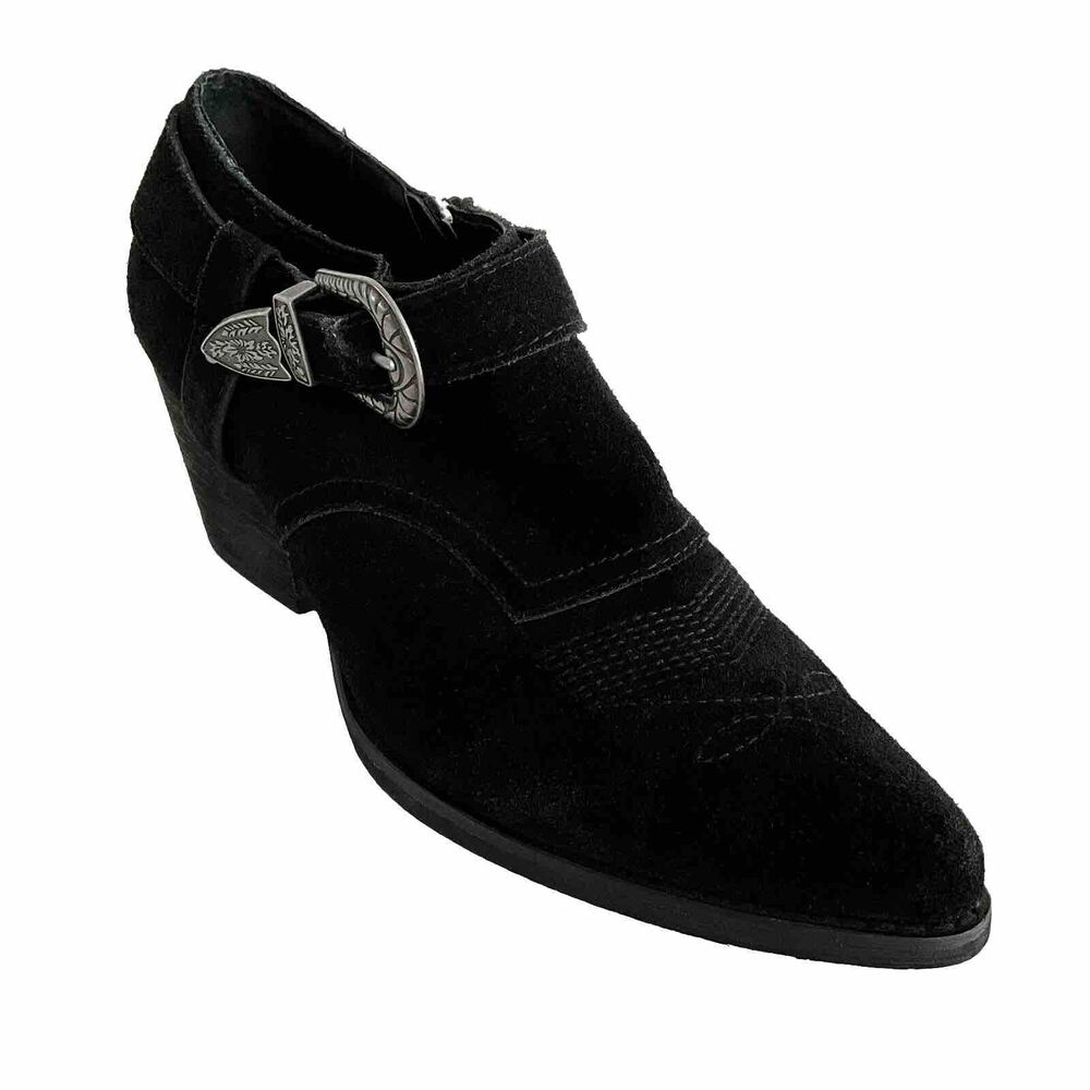 Reba Suede Barrel Western Southern Cowgirl Bootie Black 9